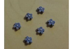 Sechs Perlen kleine Blume blau